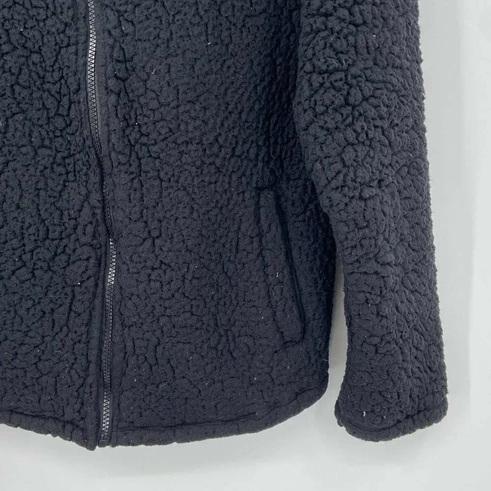 7 FOR ALL MANKIND Black Teddy Sherpa Full Zip Jacket Size Youth Large (14/16)